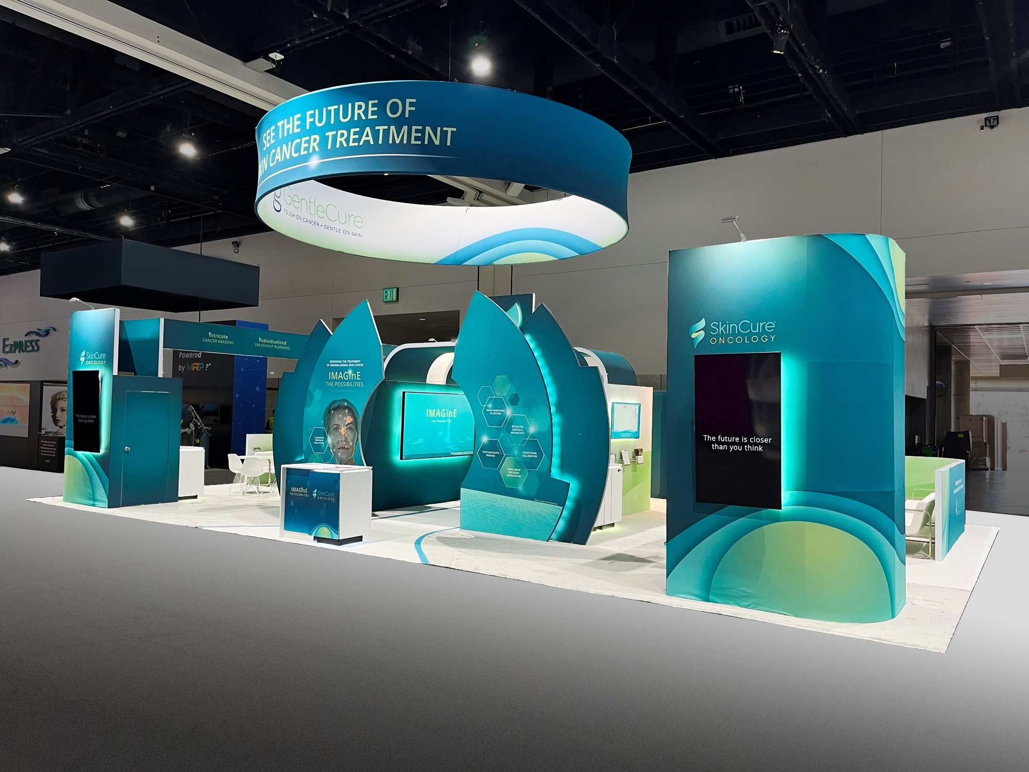 Skin Cure Oncology exhibit with hanging sign